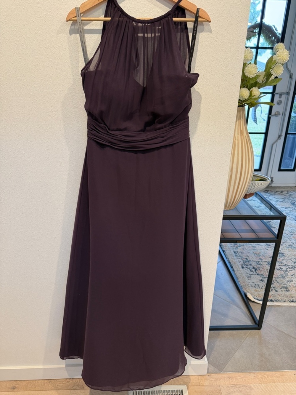 Bill Levkoff Dark Plum/eggplant Halter Maxi Dress